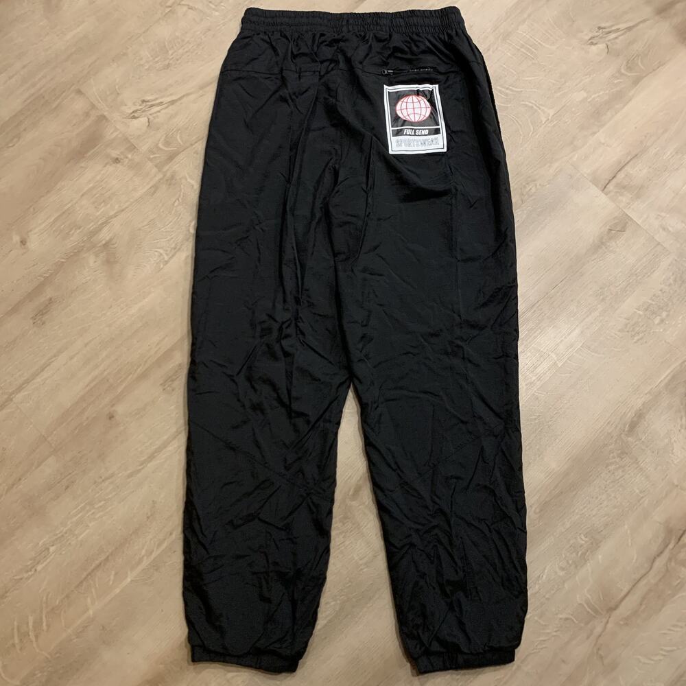 Full Send Sportswear Nelk-Boys Black Nylon Track Pants Joggers Men's Size Medium